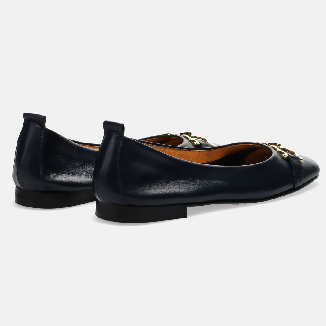 Blue Sangiorgio ballerina flat shoe in soft leather without lining with strap.