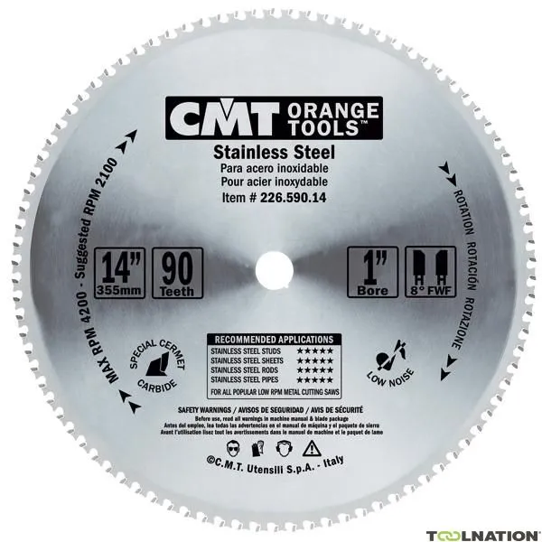 CMT 226.590.14M Lama da taglio a secco per acciaio inox 355 x 30 x 90T