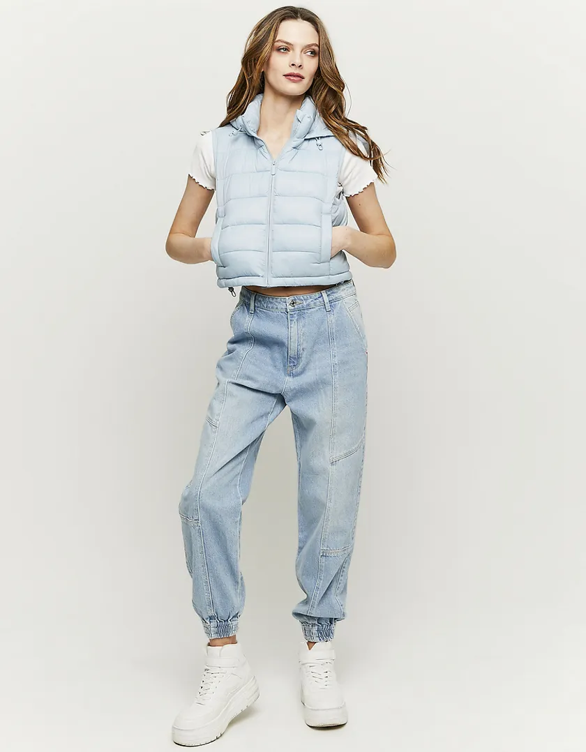 Blue Padded Sleeveless Jacket