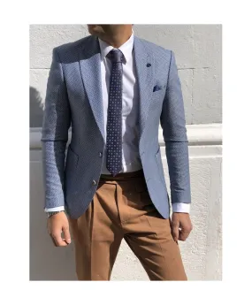 Men's Stylish Blue Micro Pattern Jacket
