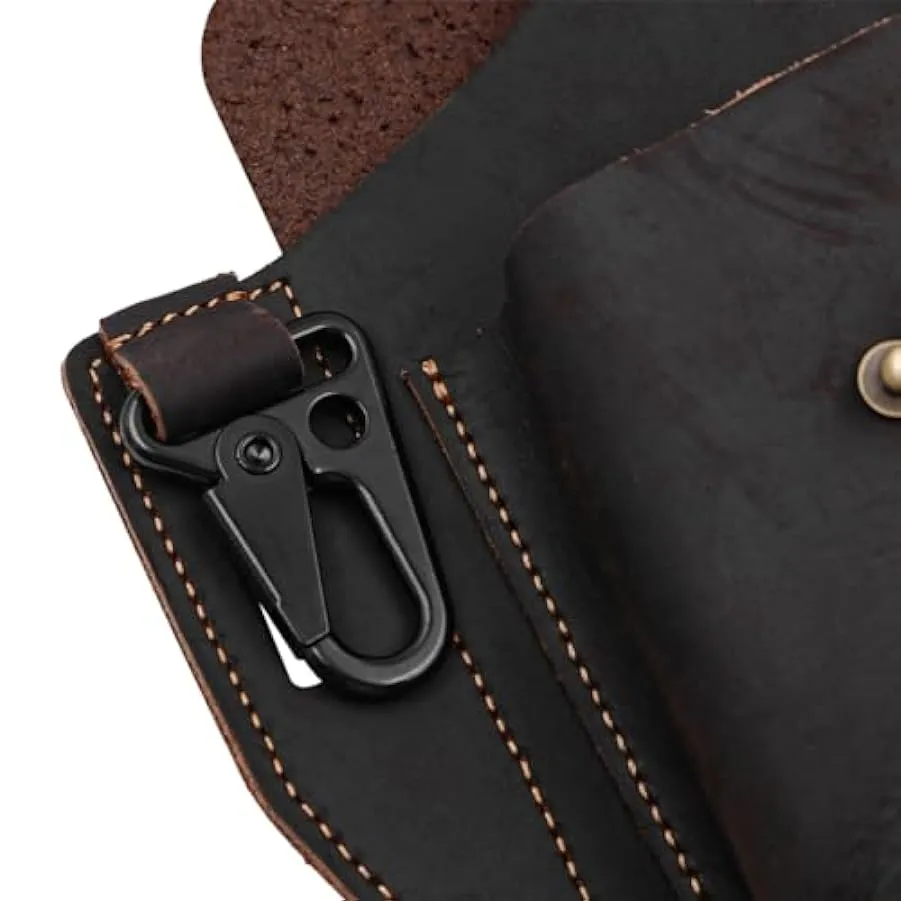 Leather Waist Belt Bag Tactical Sports Hanging Bag for Phones Under 7.3 Inches