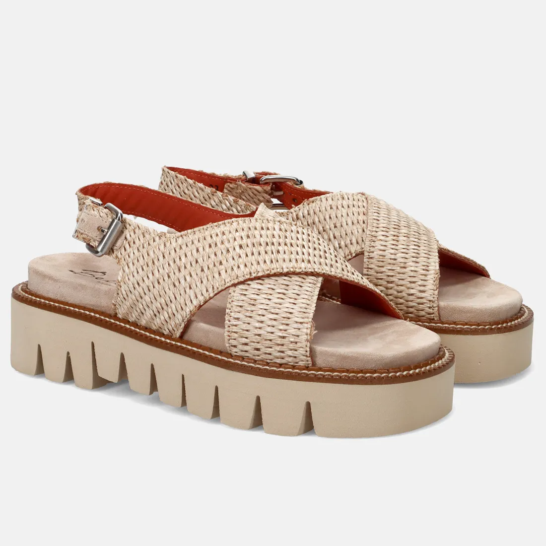Sandalo Belle Vie rafia beige plantare morbido