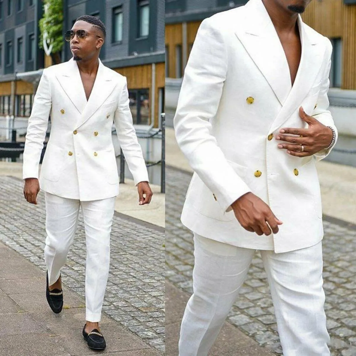 White Formal Mens Beach Smoking Double Breasted Summer Coat Last Design